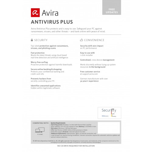 Avira Antivirus Plus | 1 Device | 1 Year | Digital (ESD/EU)