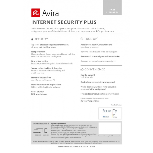 Avira Internet Security Plus | 1 Device | 1 Year | Digital (ESD/EU)