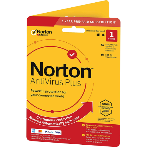 Norton Antivirus 2019 Plus | 1 PC | 1 Year | Credit Card Required | Digital (ESD/EU)