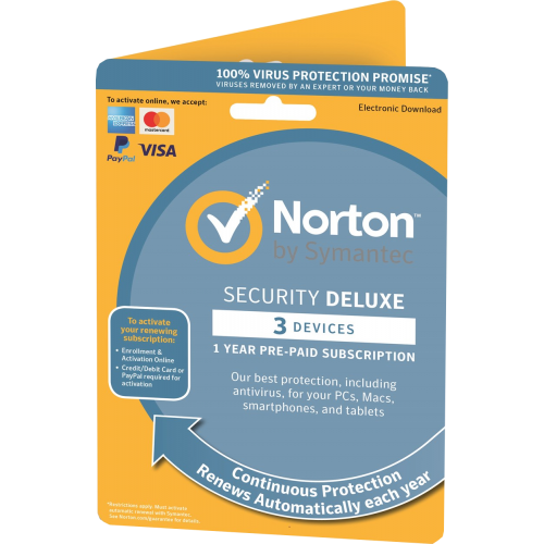 Norton Security Deluxe | 3 Devices | 1 Year | Credit Card Required | Digital (ESD/EU)