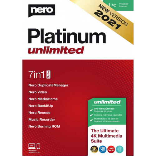 Nero Platinum 365 2021 | 7in1 Suite | 1PC (1 Year) | Digital (ESD/EU)
